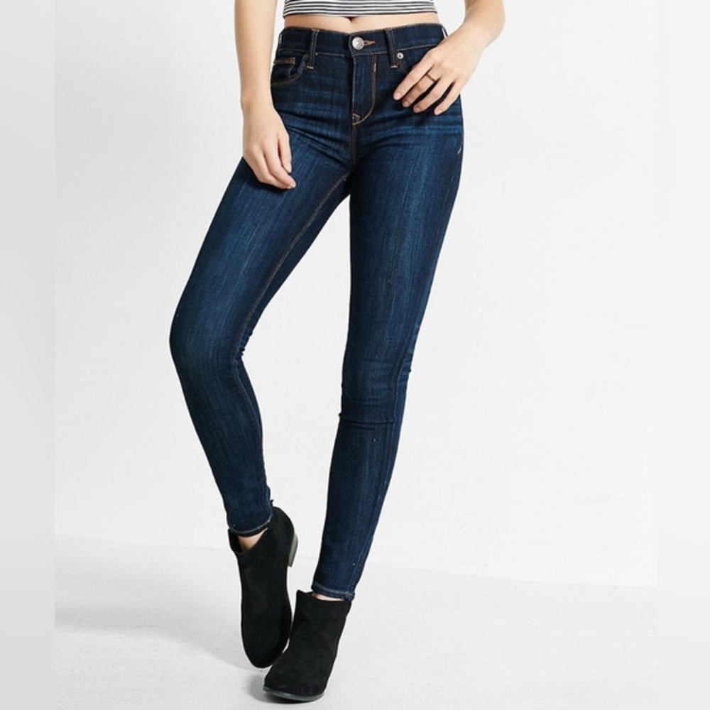 Express Denim Jegging Mid Rise Dark Wash